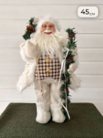Новогодняя фигура “Дед Мороз”, 45 см, белый в клетку, арт. BL-24937