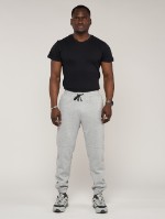 Брюки джоггеры спортивные с карманами мужские светло-серого цвета 062SS