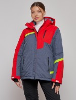 Горнолыжная куртка женская зимняя большого размера красного цвета 2282-1Kr