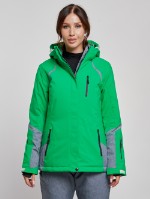 Горнолыжная куртка женская зимняя зеленого цвета 2316Z