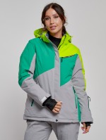 Горнолыжная куртка женская зимняя салатового цвета 2319Sl