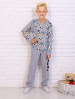 Пижама с брюками для мальчика Сонный мишка меланж