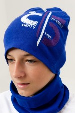 Комплект шапка и шарф для мальчика 85 Синий