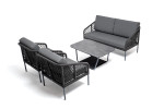 “Канны” лаунж-зона 4-местная из роупа узелкового плетения, каркас алюминий, роуп темно-серый