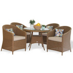 Комплект из ротанга Рим с круглым столом - Зебрано - Beige Oxford - 4 персоны