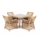 “Айриш” обеденная группа плетеная на 4 персоны, цвет соломенный