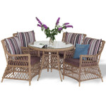 Обеденная группа из ротанга Гайс с круглым столом (в цвете индийское дерево) - Инд Дерево - 4 персоны