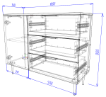 Комод “Лофт Вельвет”, белый, 1000_800_360, 3 ящ, 1 дв, опоры конус черные