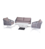 “Канны” лаунж-зона 4-местная плетеная из роупа (веревки), цвет светло-серый