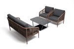 “Канны” лаунж-зона 4-местная из роупа, каркас алюминий коричневый, роуп коричневый, ткань темно-серая