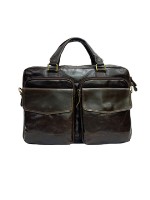 Мужской портфель с карманами спереди арт. М2023 - темно-коричневый