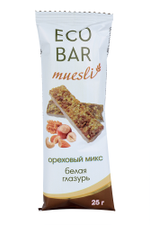 Батончик мюсли ЭкоБар ореховый микс в белой глазури 25 г