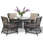 Обеденная группа из ротанга Гайс с круглым столом (в цвете венге) - Венге - 4 персоны