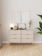 Комод Сатин, 1200_370_765, 6ящ, опора золото прямая