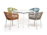 “Аркобалено” обеденная группа на 4 персоны со стульями “Марсель”, каркас белый, роуп цветной