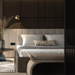 Кровать двуспальная “Фиджи” с увеличенным изголовьем и розетками - 90х200 см