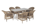 “Амароне” обеденная группа из искусственного ротанга на 6 персон, цвет соломенный